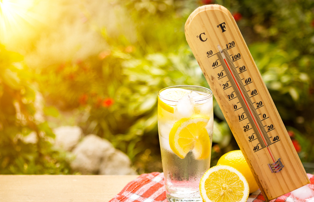 温度計とレモン水