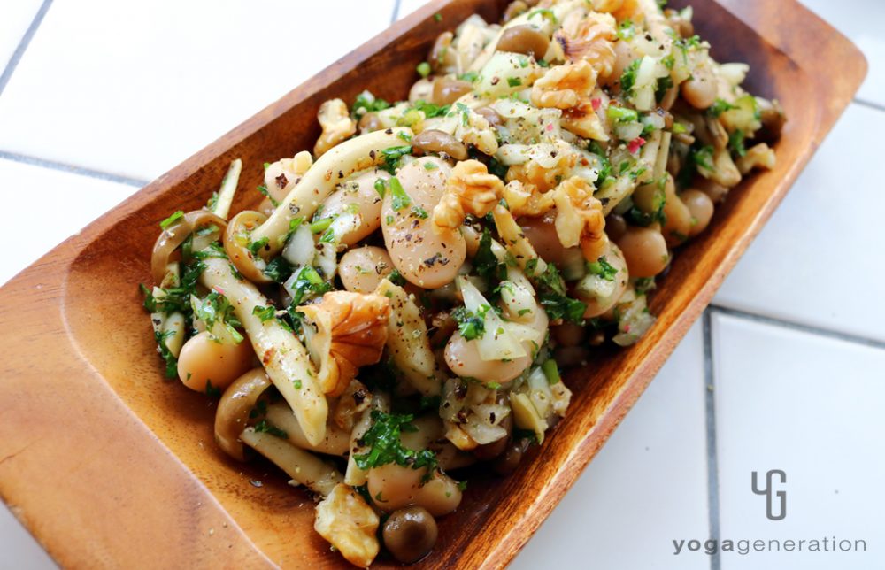 シメジと白インゲン豆のハーブマリネ