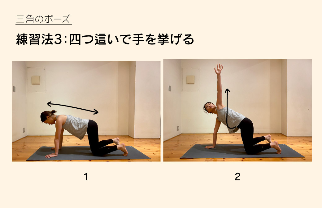 四つ這いで手を挙げる