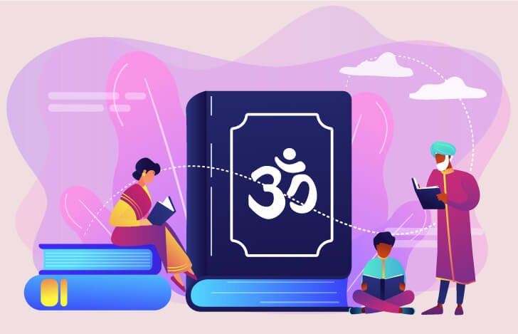 本の周りで学ぶ人々