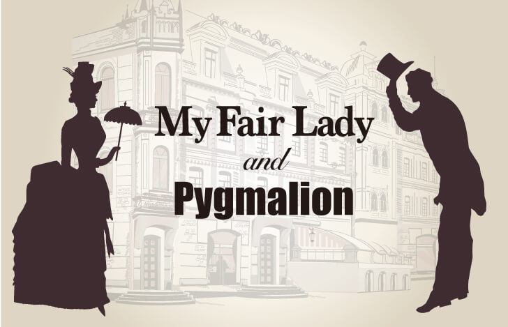 ロンドンの街並みと男女のシルエット