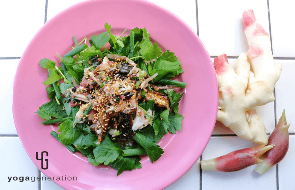 ショウガが効いてる！梅サバ香味サラダ