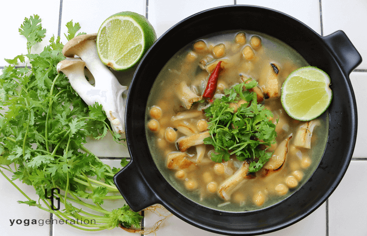 ヒヨコ豆とエリンギの酸っぱスパイシースープ
