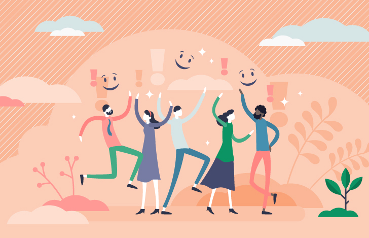 陽気で明るく踊る人々