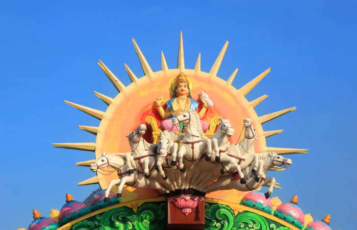 太陽を司る神様スーリヤを模した建築装飾