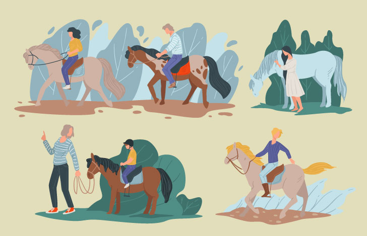 馬とその馬を調教する人々