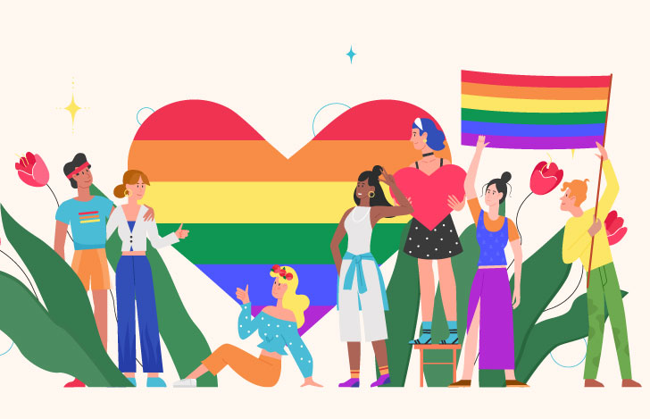複数のLGBTの人々を描いたイラスト