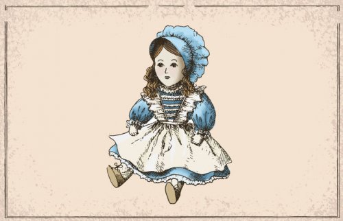 青い衣装を着た人形の絵 yogagene-illustration-1103-2