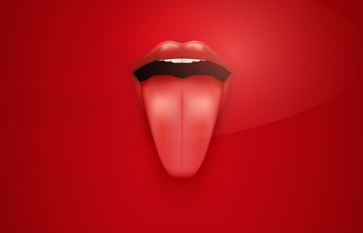 唇と口から出る長い舌のイラスト