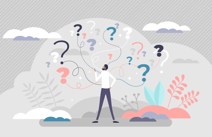 迷っている男性のイラスト