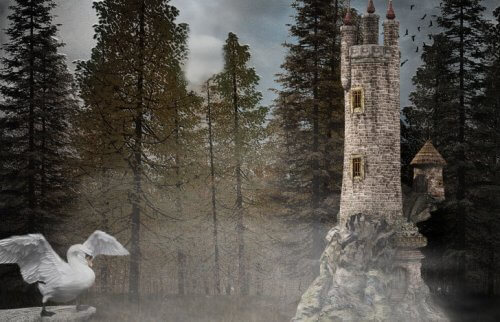 森の中に立つ塔