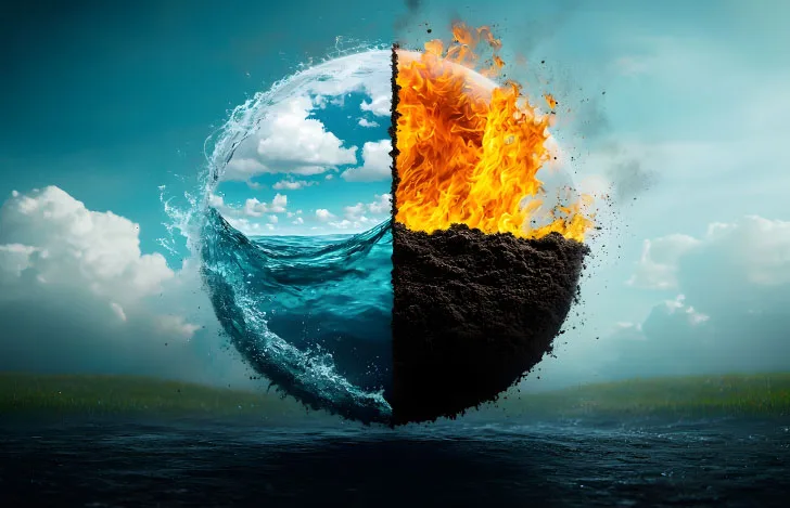 地、水、火、風、空を表すイラストレーション