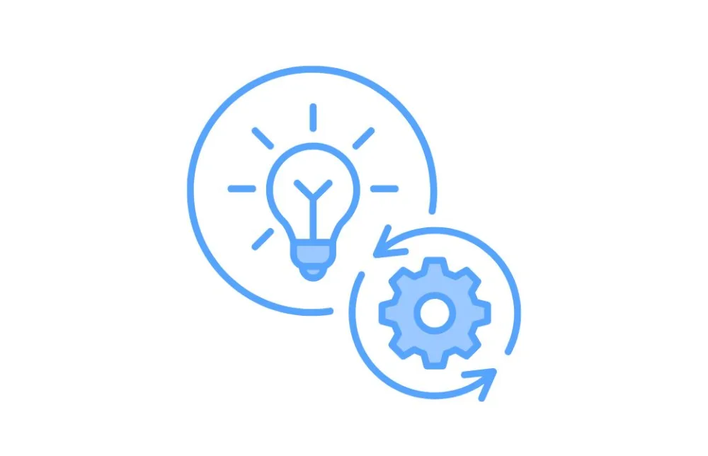 電球と歯車のイラスト。初期化をして光を灯すイメージ